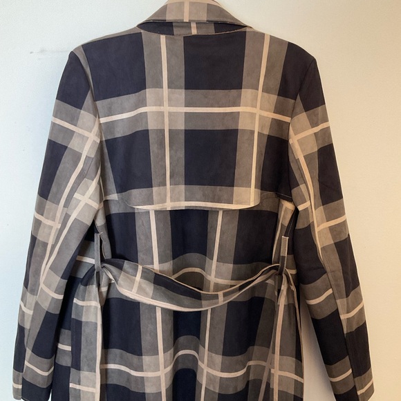Solitaire | Belted Plaid Jacket | Brown | Faux Suede | Trench | NWT | Large - Picture 13 of 16